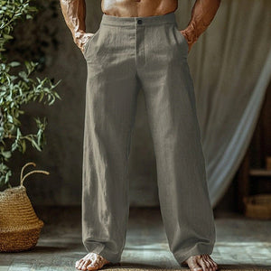 Men's Linen Button Slant Pocket Breathable Trousers - MISSCLAUS