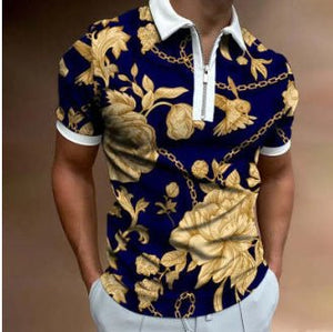 Men's POLO Shirt Striped Printed Short Sleeve T-Shirt Lapel Shirt - MISSCLAUS