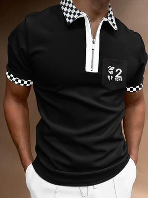 Men's POLO Shirt Striped Printed Short Sleeve T-Shirt Lapel Shirt - MISSCLAUS