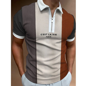 Men's POLO Shirt Striped Printed Short Sleeve T-Shirt Lapel Shirt - MISSCLAUS