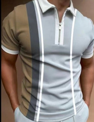 Men's POLO Shirt Striped Printed Short Sleeve T-Shirt Lapel Shirt - MISSCLAUS