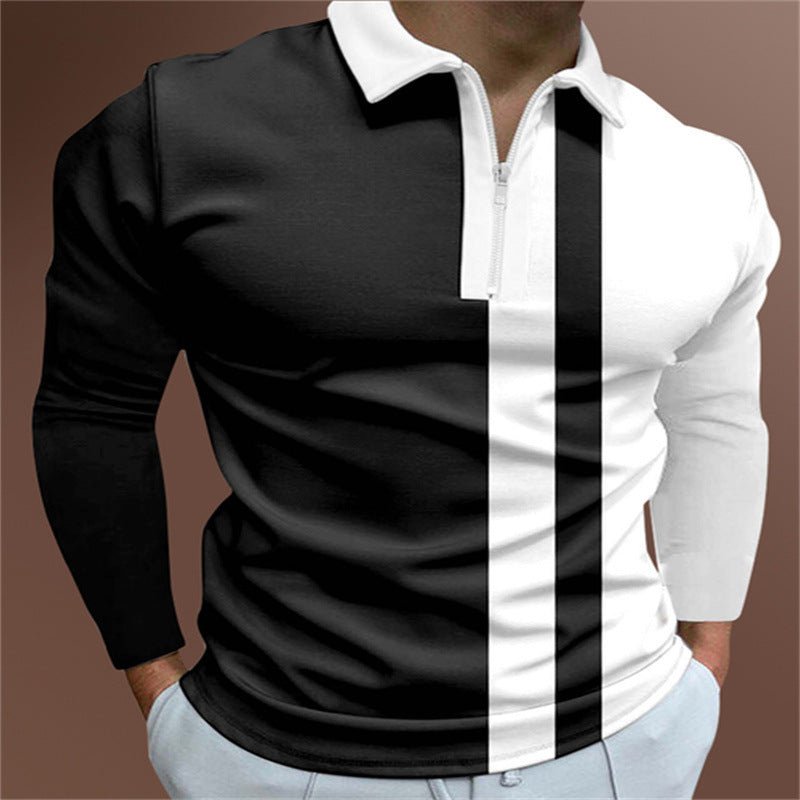 Men&#39;s POLO Shirt Striped Printed Short Sleeve T-Shirt Lapel Shirt - MISSCLAUS