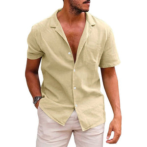 Men's Tops Casual Button Down Shirt Short Sleeve Beach Shirt Summer Mens Clothing - MISSCLAUS