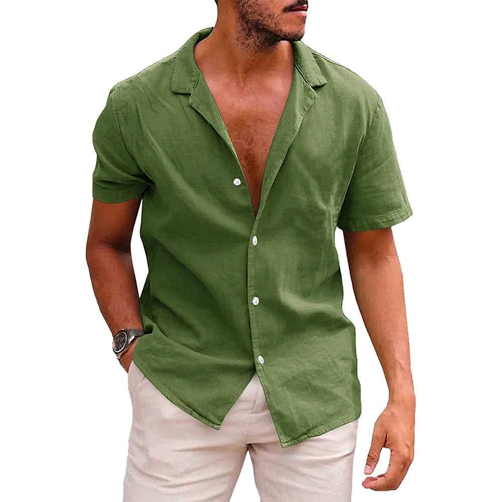 Men&#39;s Tops Casual Button Down Shirt Short Sleeve Beach Shirt Summer Mens Clothing - MISSCLAUS