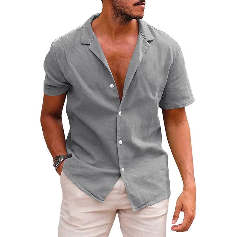 Men&#39;s Tops Casual Button Down Shirt Short Sleeve Beach Shirt Summer Mens Clothing - MISSCLAUS