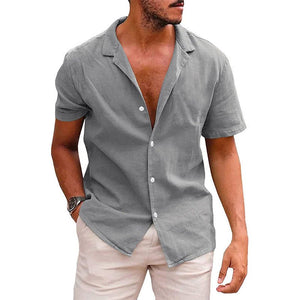 Men's Tops Casual Button Down Shirt Short Sleeve Beach Shirt Summer Mens Clothing - MISSCLAUS