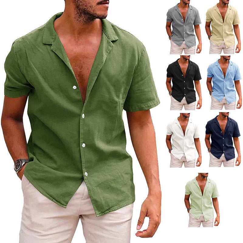 Men&#39;s Tops Casual Button Down Shirt Short Sleeve Beach Shirt Summer Mens Clothing - MISSCLAUS