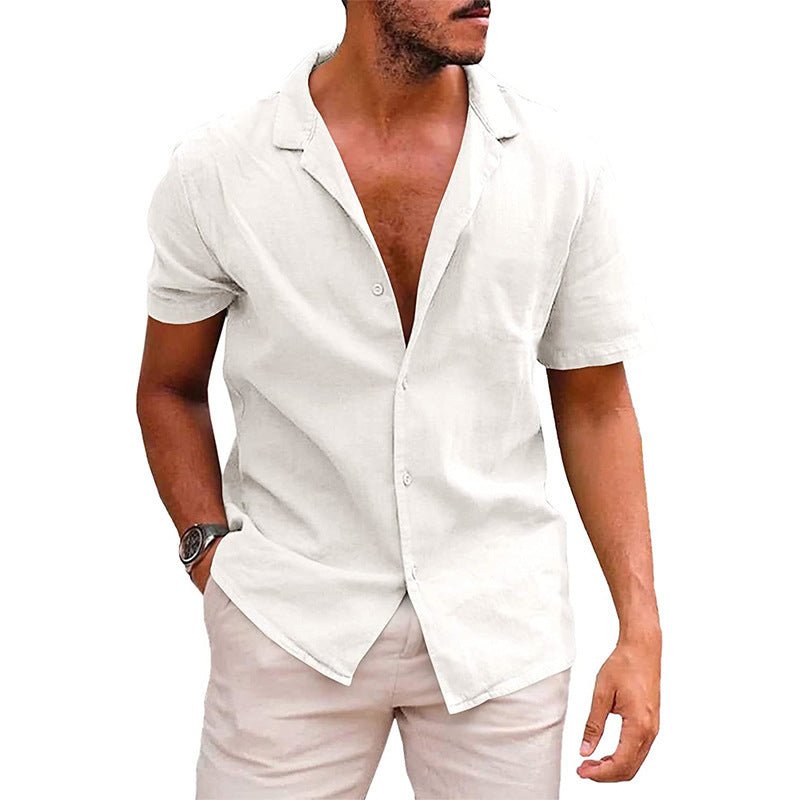 Men&#39;s Tops Casual Button Down Shirt Short Sleeve Beach Shirt Summer Mens Clothing - MISSCLAUS