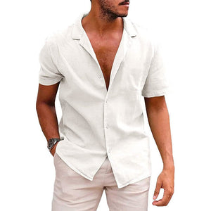 Men's Tops Casual Button Down Shirt Short Sleeve Beach Shirt Summer Mens Clothing - MISSCLAUS