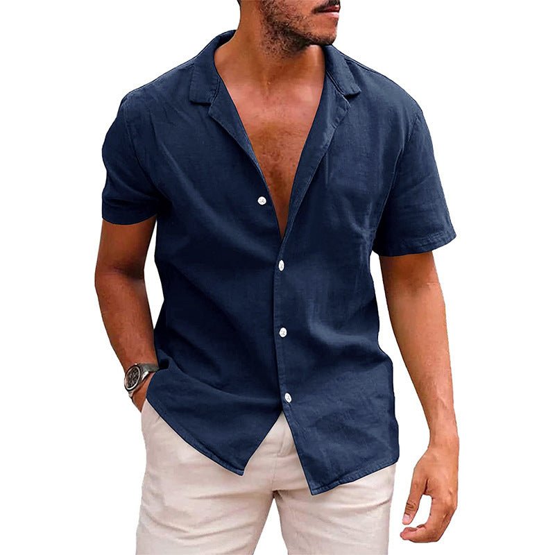 Men&#39;s Tops Casual Button Down Shirt Short Sleeve Beach Shirt Summer Mens Clothing - MISSCLAUS