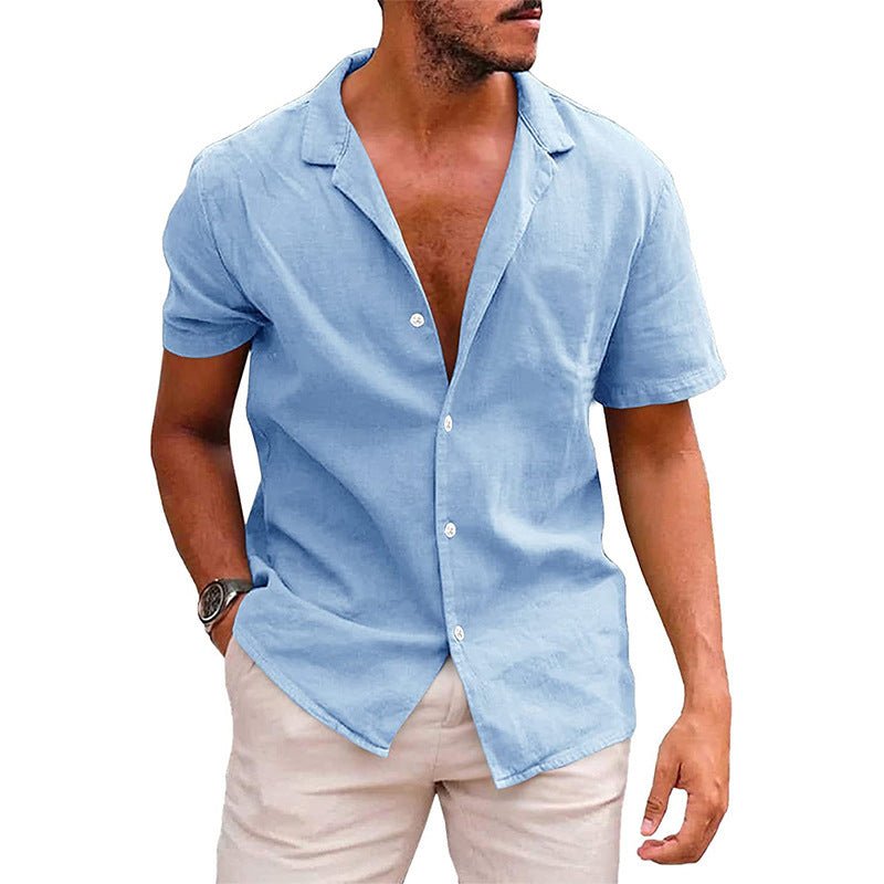 Men&#39;s Tops Casual Button Down Shirt Short Sleeve Beach Shirt Summer Mens Clothing - MISSCLAUS