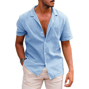 Men's Tops Casual Button Down Shirt Short Sleeve Beach Shirt Summer Mens Clothing - MISSCLAUS