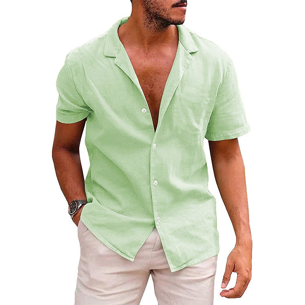 Men&#39;s Tops Casual Button Down Shirt Short Sleeve Beach Shirt Summer Mens Clothing - MISSCLAUS