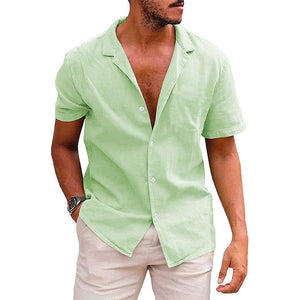Men's Tops Casual Button Down Shirt Short Sleeve Beach Shirt Summer Mens Clothing - MISSCLAUS