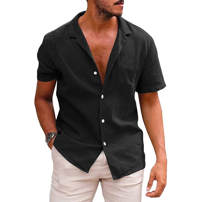 Men&#39;s Tops Casual Button Down Shirt Short Sleeve Beach Shirt Summer Mens Clothing - MISSCLAUS