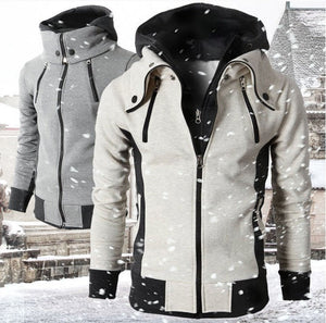 Men's Zip UP Hooded Jacket Fake Two Piece Sports Cardigan Casual Slim Sweatshirt Jacket - MISSCLAUS