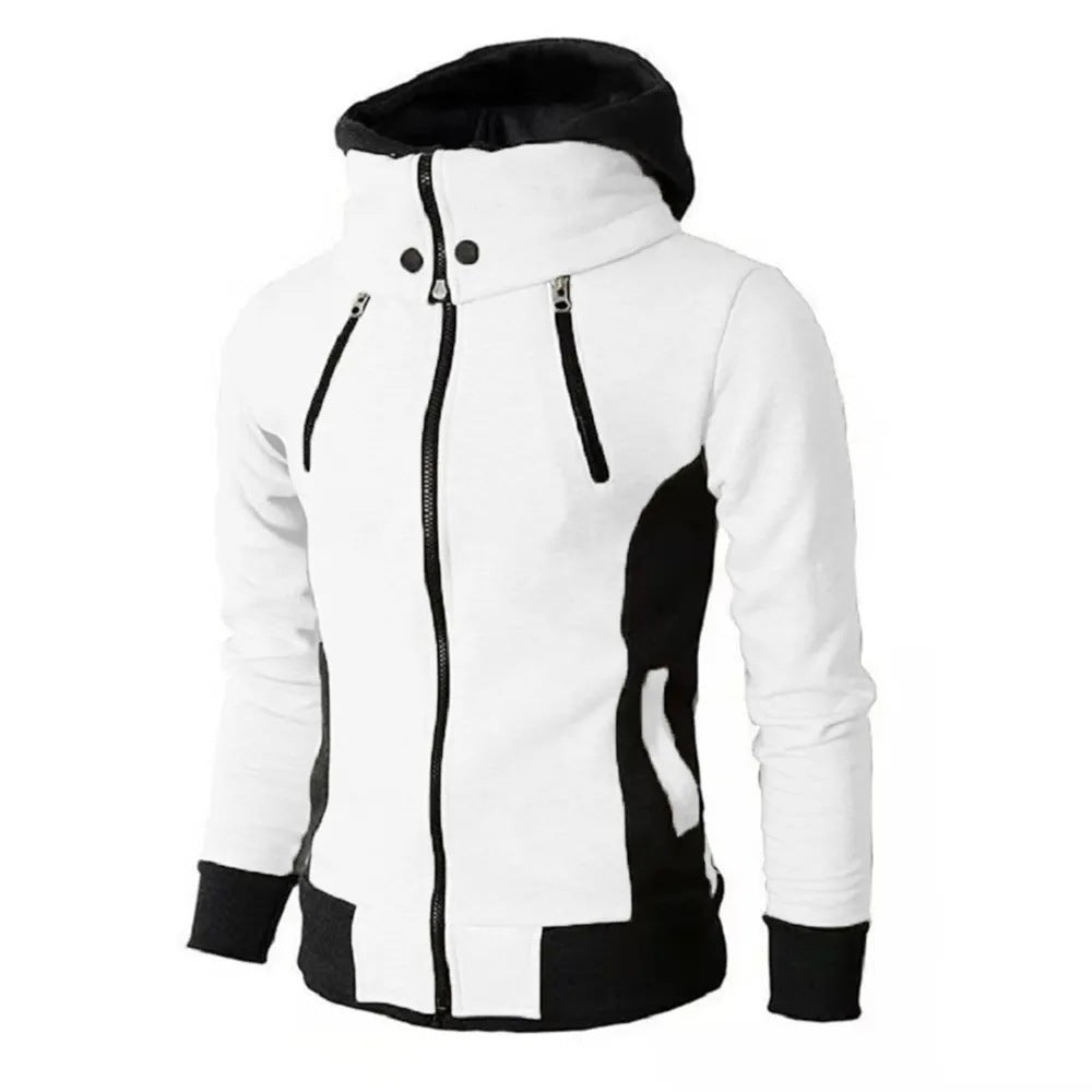 Men&#39;s Zip UP Hooded Jacket Fake Two Piece Sports Cardigan Casual Slim Sweatshirt Jacket - MISSCLAUS