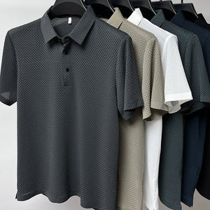 Mesh Ice Silk Short Sleeve T-shirt Mens Clothing - MISSCLAUS
