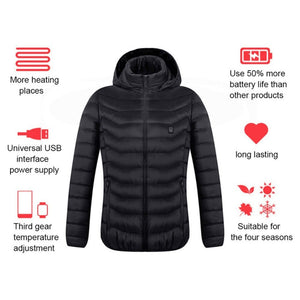 New Heated Jacket Coat USB Electric Jacket Cotton Coat Heater Thermal Clothing Heating Vest Men's Clothes Winter - MISSCLAUS