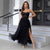 New Solid Color Chiffon Slim - fit Oblique Shoulder Long Irregular Hem Dress - MISSCLAUS