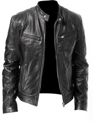 PU Leather Jacket Slim Leather Jacket - MISSCLAUS