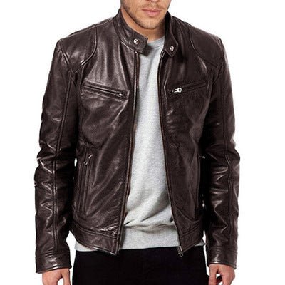 PU Leather Jacket Slim Leather Jacket - MISSCLAUS
