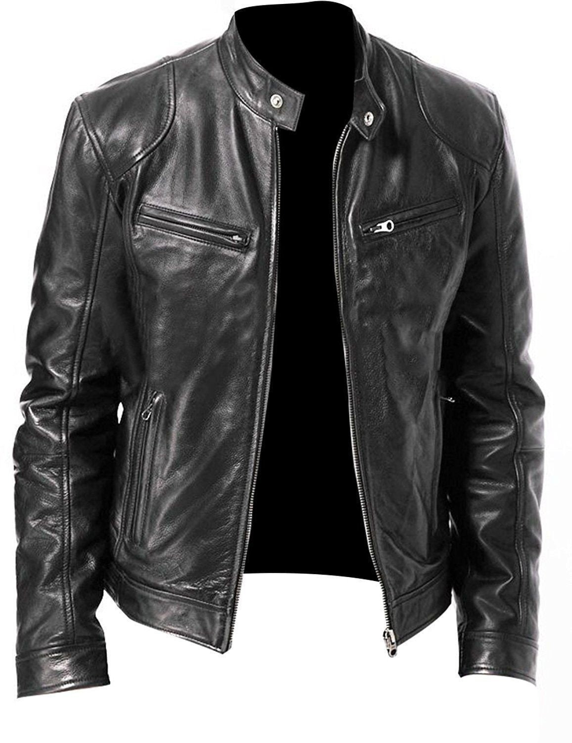 PU Leather Jacket Slim Leather Jacket - MISSCLAUS