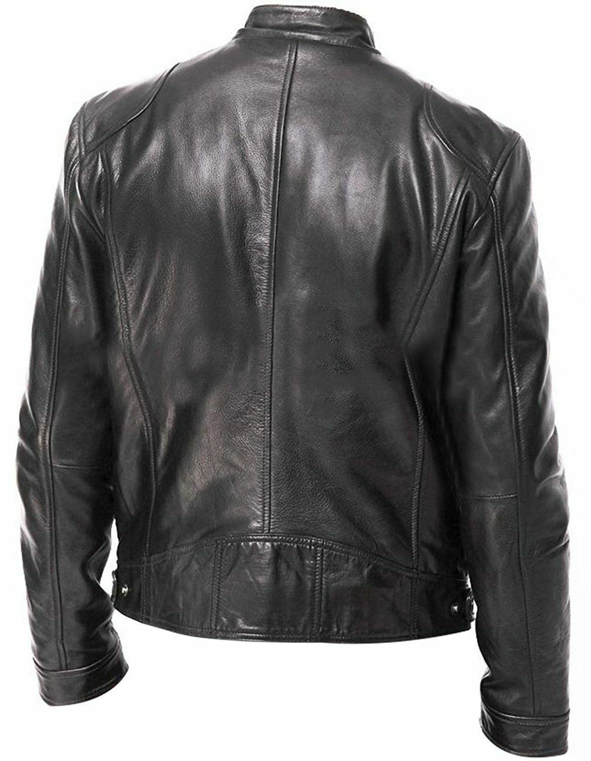 PU Leather Jacket Slim Leather Jacket - MISSCLAUS
