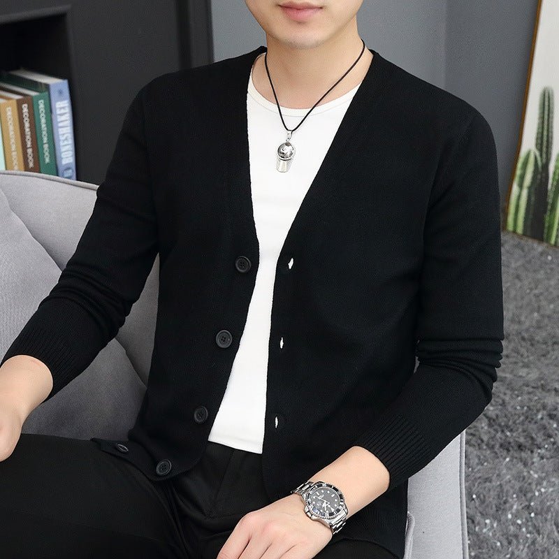 Thin Trendy Casual Outdoor Cotton Knitwear Black Sweater - MISSCLAUS