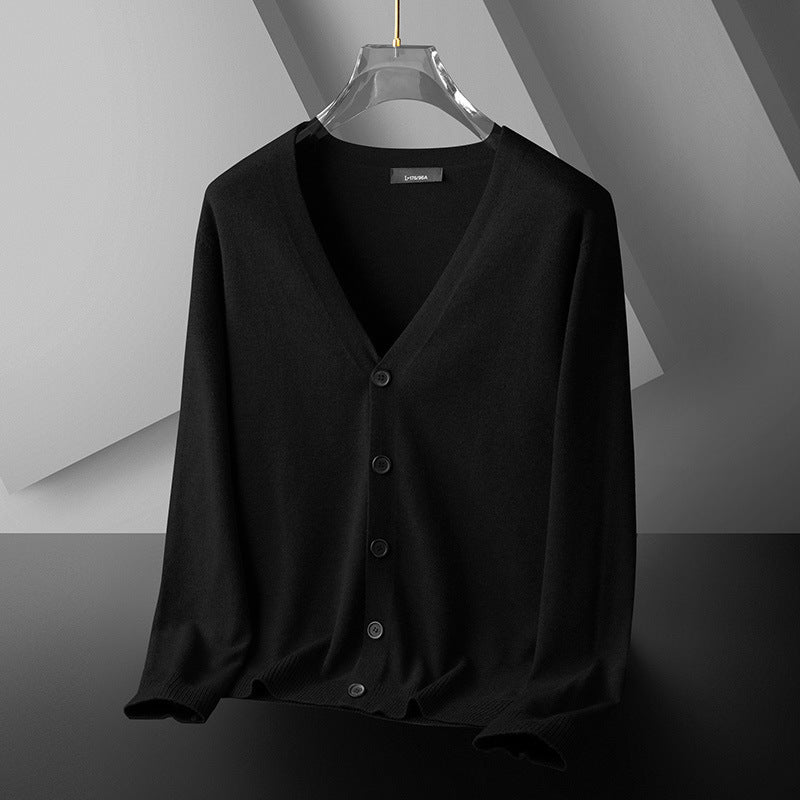 Thin Trendy Casual Outdoor Cotton Knitwear Black Sweater - MISSCLAUS