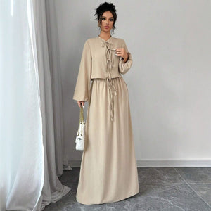 Vintage Artistic Long Sleeve Suspender Dress Suit Female Spring - MISSCLAUS