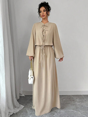 Vintage Artistic Long Sleeve Suspender Dress Suit Female Spring - MISSCLAUS