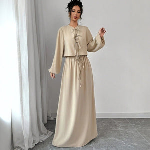 Vintage Artistic Long Sleeve Suspender Dress Suit Female Spring - MISSCLAUS