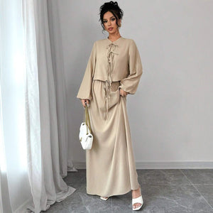 Vintage Artistic Long Sleeve Suspender Dress Suit Female Spring - MISSCLAUS