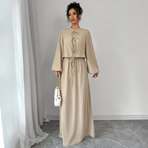 Vintage Artistic Long Sleeve Suspender Dress Suit Female Spring - MISSCLAUS