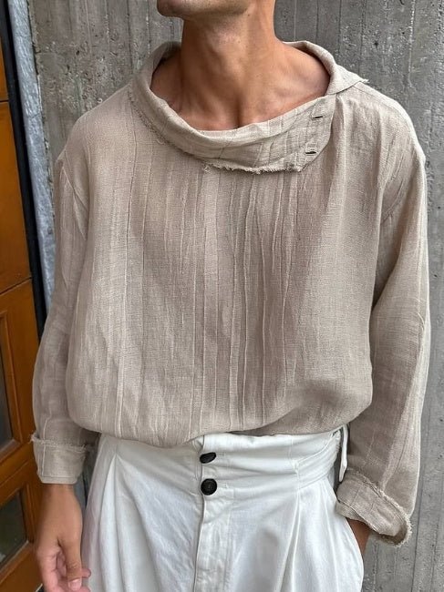 Vintage - Inspired Distressed Collar Shirt - MISSCLAUS