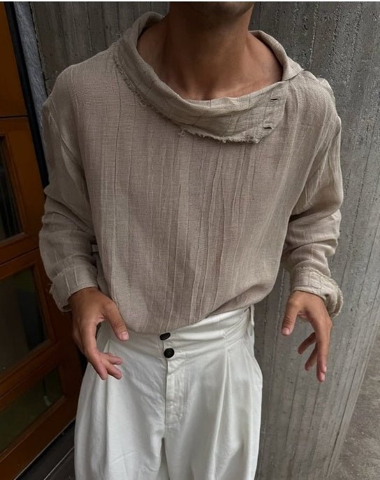 Vintage - Inspired Distressed Collar Shirt - MISSCLAUS