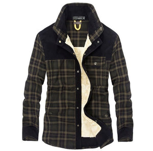 Winter Jacket Men Thicken Warm Fleece Jackets Coats Pure Cotton Plaid Jacket Military Clothes - MISSCLAUS