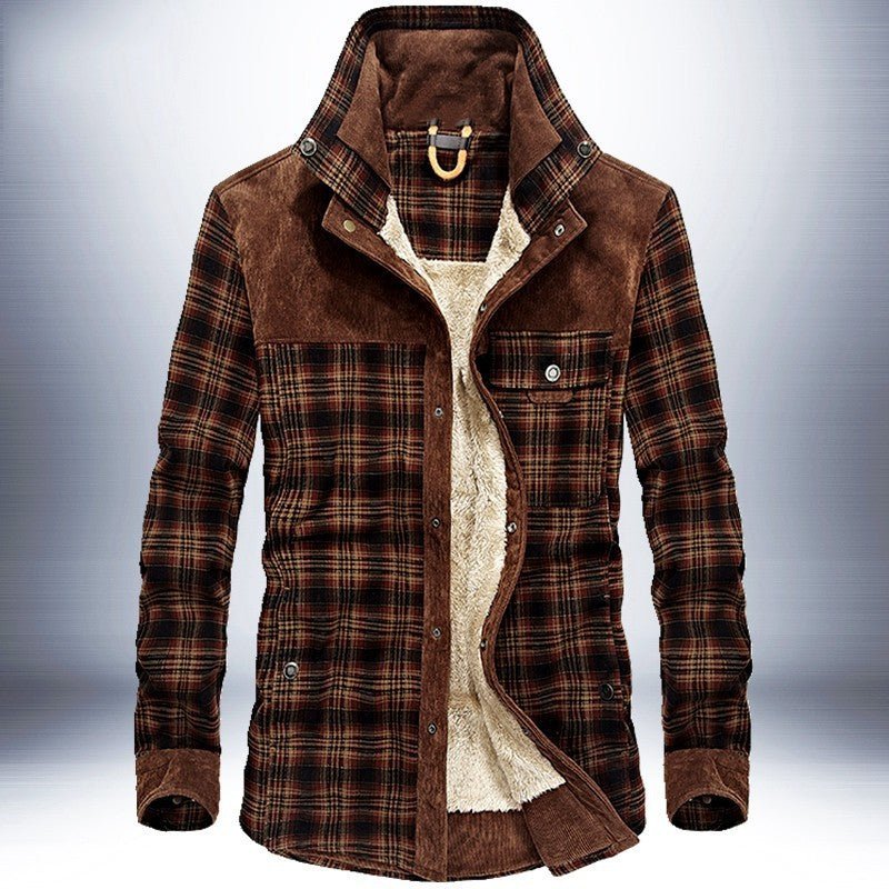 Winter Jacket Men Thicken Warm Fleece Jackets Coats Pure Cotton Plaid Jacket Military Clothes - MISSCLAUS