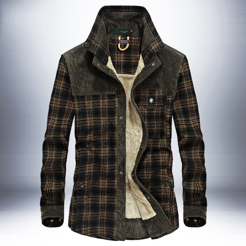 Winter Jacket Men Thicken Warm Fleece Jackets Coats Pure Cotton Plaid Jacket Military Clothes - MISSCLAUS