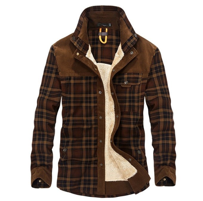 Winter Jacket Men Thicken Warm Fleece Jackets Coats Pure Cotton Plaid Jacket Military Clothes - MISSCLAUS