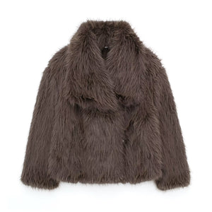 Winter Plush Coat Fashion Thicken Lapel Outwear Casual Long Sleeve Tops Womens Clothing - MISSCLAUS