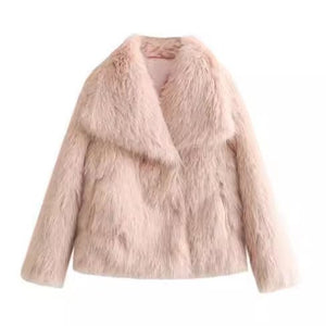 Winter Plush Coat Fashion Thicken Lapel Outwear Casual Long Sleeve Tops Womens Clothing - MISSCLAUS