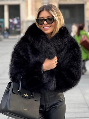 Winter Plush Coat Fashion Thicken Lapel Outwear Casual Long Sleeve Tops Womens Clothing - MISSCLAUS