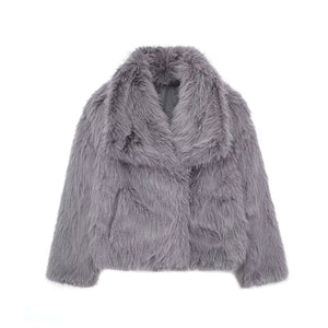 Winter Plush Coat Fashion Thicken Lapel Outwear Casual Long Sleeve Tops Womens Clothing - MISSCLAUS