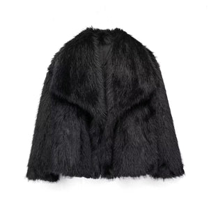 Winter Plush Coat Fashion Thicken Lapel Outwear Casual Long Sleeve Tops Womens Clothing - MISSCLAUS