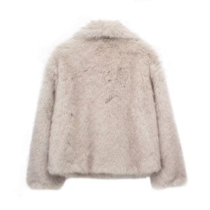 Winter Plush Coat Fashion Thicken Lapel Outwear Casual Long Sleeve Tops Womens Clothing - MISSCLAUS