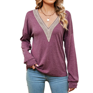 Women's Fashion Color Contrast Loose - fitting T-shirt Top - MISSCLAUS