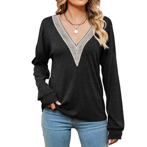 Women's Fashion Color Contrast Loose - fitting T-shirt Top - MISSCLAUS