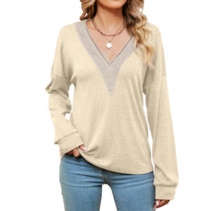 Women's Fashion Color Contrast Loose - fitting T-shirt Top - MISSCLAUS